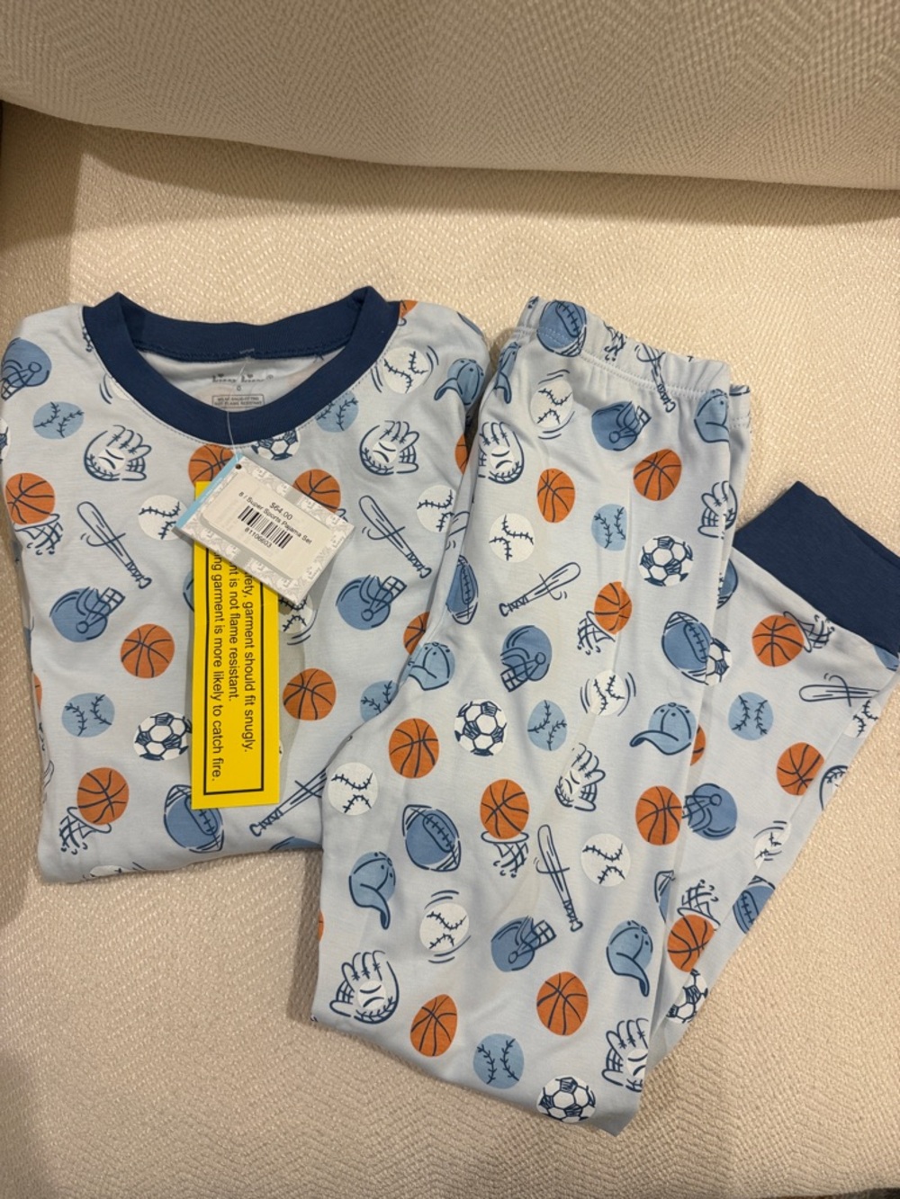 Kissy Kissy Sports Print Pajama Set - Light Blue & Navy